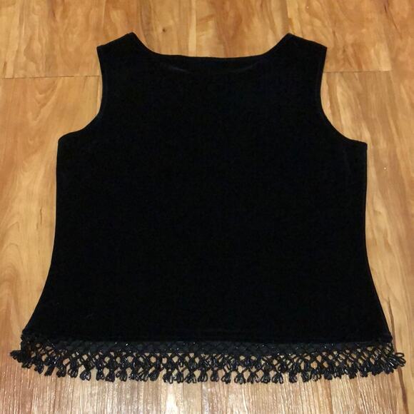 Xscape Black Velvet Top Size Medium - Picture 2 of 4